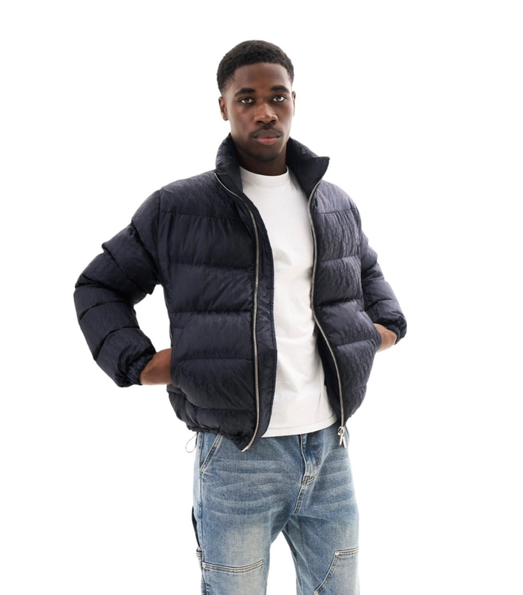 Dior Oblique Down Jacket Navy Blue Technical Jacquard