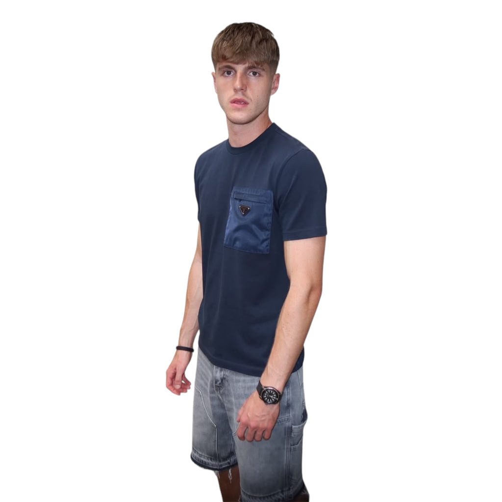 Prada Re-Nylon and Jersey T-shirt (Blue)